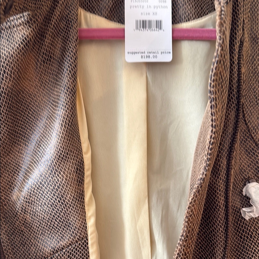 Free People NWT Brown Leather Pretty In Python Jacket - Picture 5 of 6